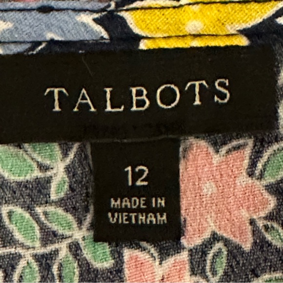 Talbots Midi Dress Flutter Sleeve Floral Coastal Cottage V Neck Tie Size 12 - Picture 13 of 16